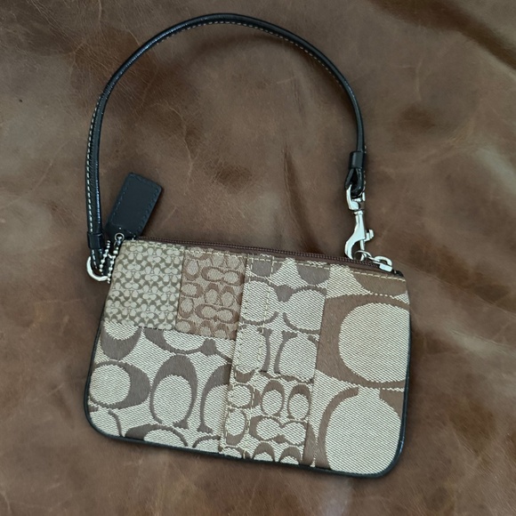 Classic Coach Wristlet/Wallet - Brown/Tan, Black Leather Trim - Picture 3 of 4